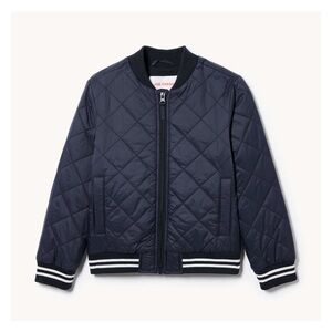 Kids Navy Quilted Bomber Jacket